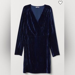 H&M Crushed Velvet Blue Dress